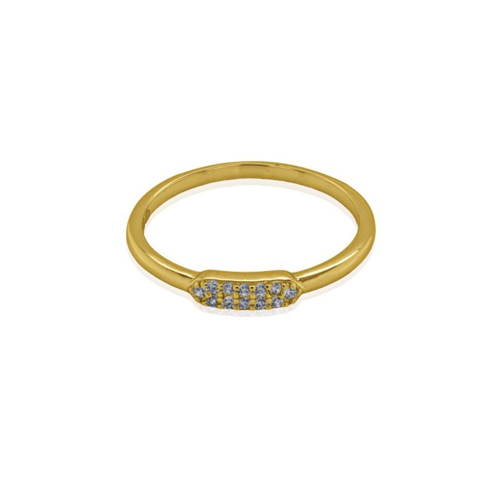 NWT Claudia Pave Slim Bar Ring // 14kt Gold Vermeil + CZ (Size 8)